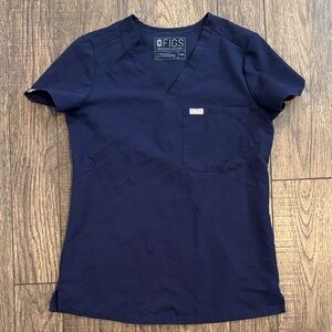 Figs Deep Blue V-Neck Scrub Top